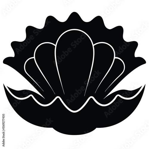 Silhouette of a Giant Clam Slightly Open Vector Illustration for Graphic Design