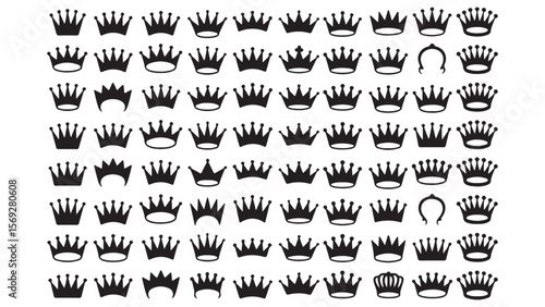 Extensive Collection of Crown Icons Vector Graphics Set