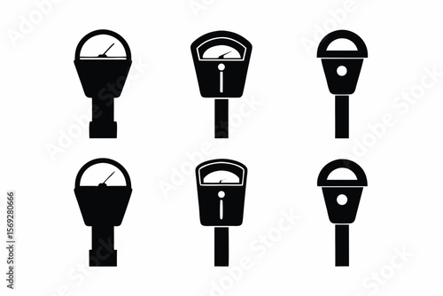 set of Parking Meter icon silhouette vector illustration
