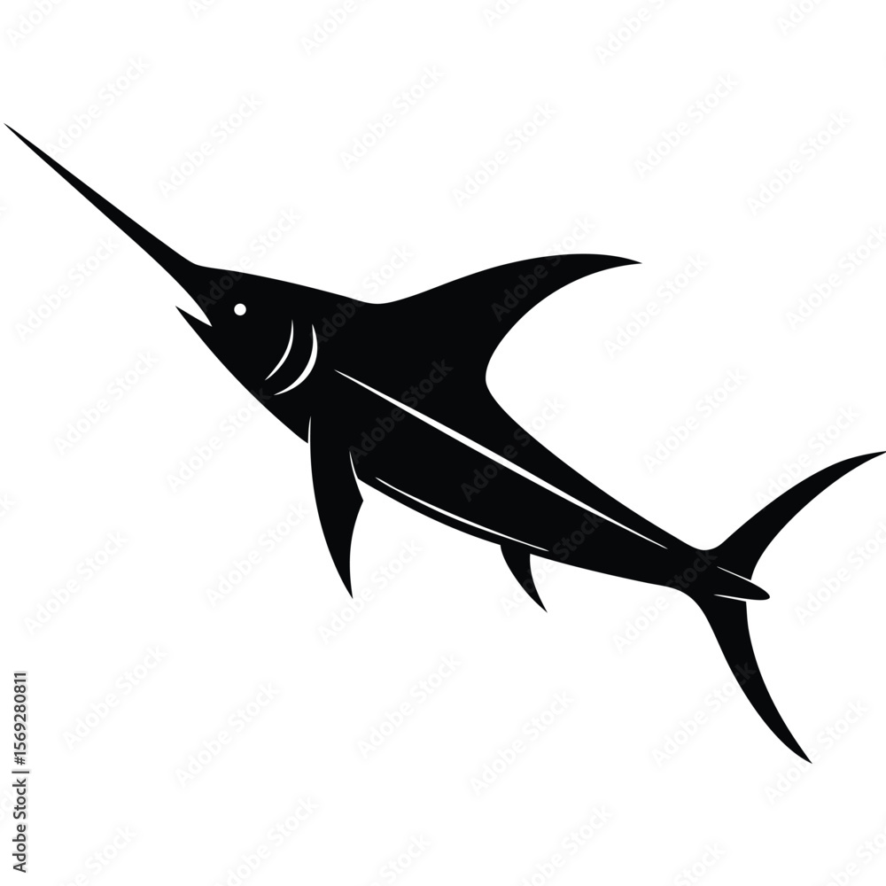 Fototapeta premium Swordfish Silhouette Vector Design with Long Pointed Nose for Creative Projects