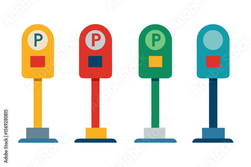 set of Parking Meter icon silhouette vector illustration