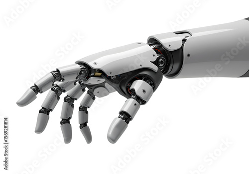 Articulated Robotic Hand Precision Engineering and Dexterous Movement isolated on transparent baackground