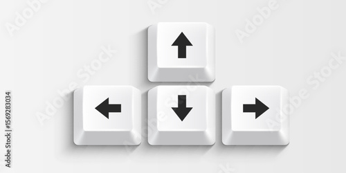 Whit computer keys on white background. Arrows. Vector illustration