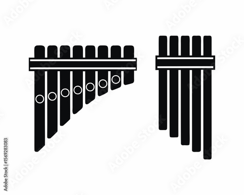 Pan Pipes silhouette vector illustration