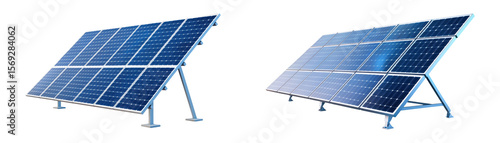 Solar panels on metal stands for renewable energy generation, showcasing clean and sustainable technology for eco friendly power solutions