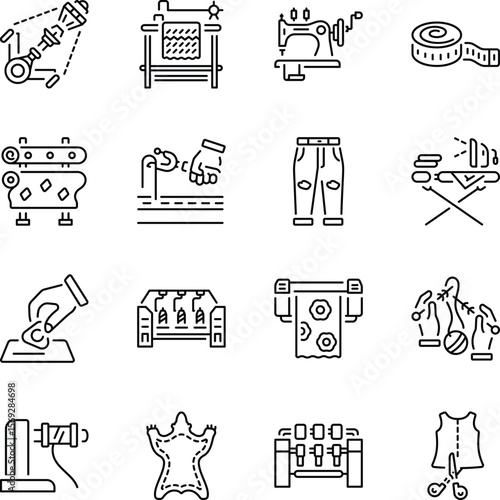 Pack of Manufacturing Line Style Icons 

