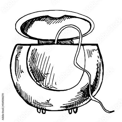 Hand drawn dental floss sketch
