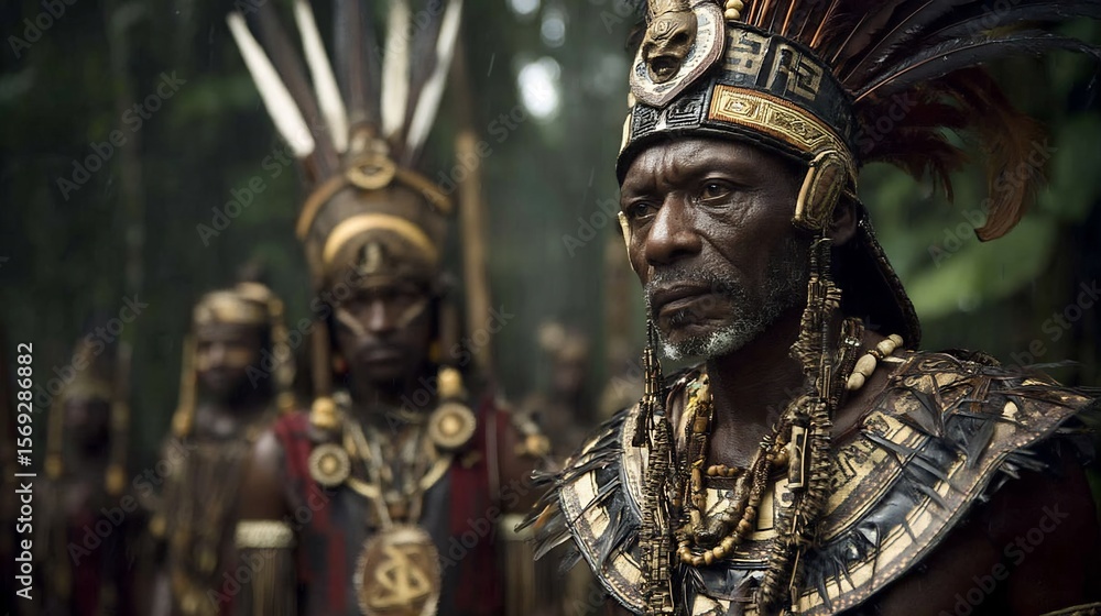 Obraz premium Mayan Warrior Amazon Rainforest Portrait.