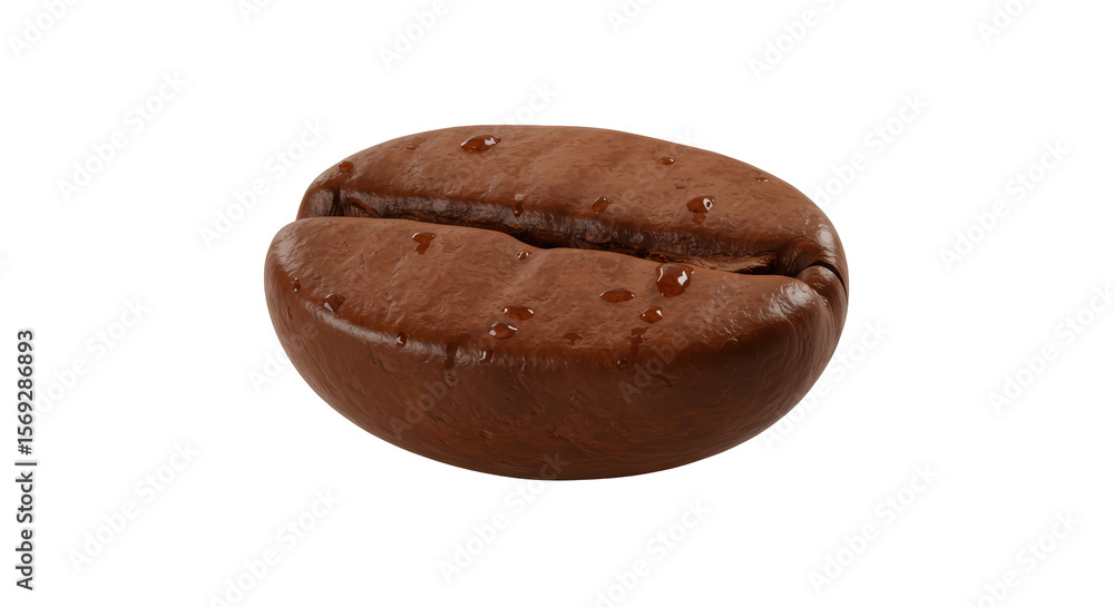 Isolated Dark Roasted Coffee Bean with Water Droplets Isolated Dark Roasted Coffee Bean with Water Droplets