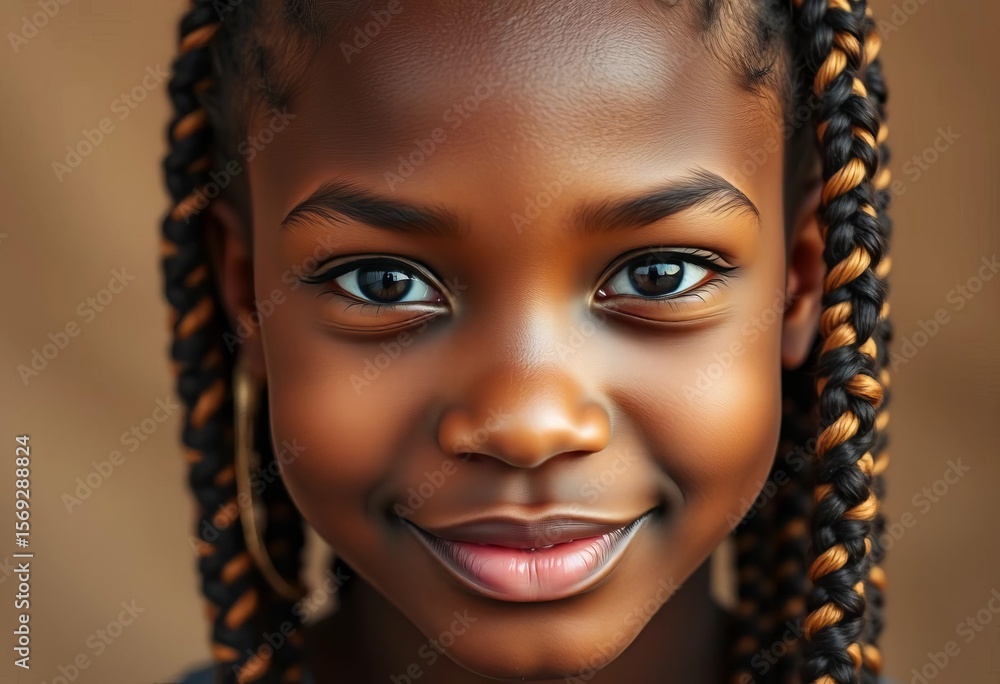 Close-up portrait, confident expression, braided hairstyle, youthful face, photo, hair Close-up portrait, confident expression, braided hairstyle, youthful face, photo, hair