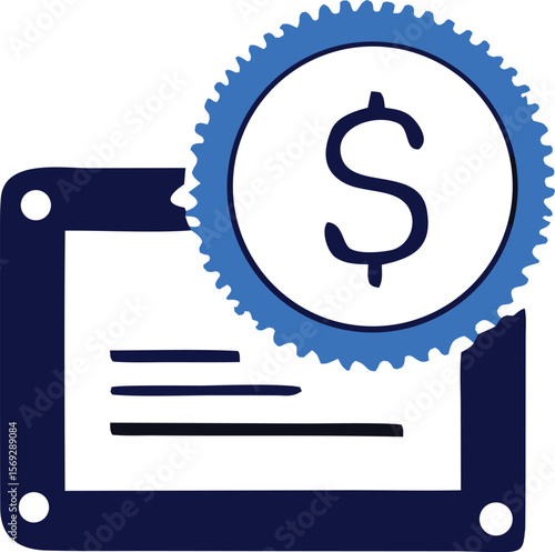 Financial document with a prominent dollar sign symbol indicating monetary value and financial transactions