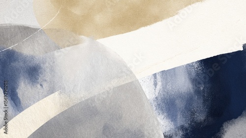 Abstract watercolor composition featuring soft curves and blended colors, ideal for backgrounds