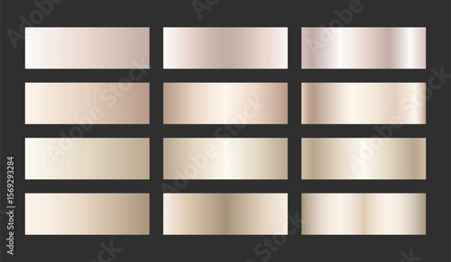 Elegant warm rose gold and pearl metallic gradient swatch. Shiny texture with luminous foil shine and satin smooth. Subtle palette for wedding invitations, feminine branding and soft luxury design