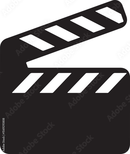 Film production icon, party clapperboard silhouette, clapper board logo icon, cinema clapperboard silhouette, movie clapperboard silhouette