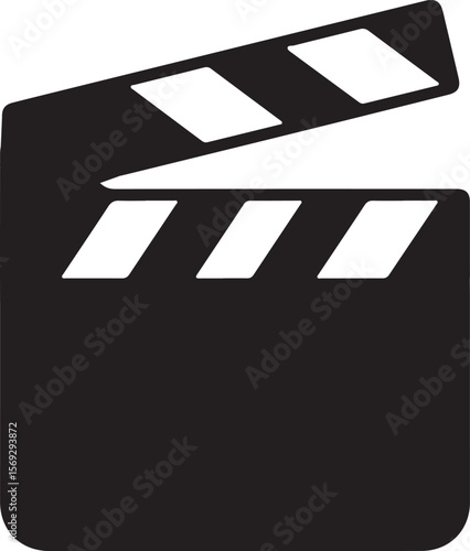 movie clapperboard icon, film production icon, movie clapperboard silhouette vector icon