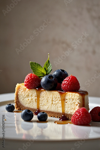 Maple cheesecake with berries on top