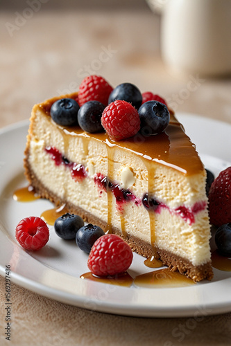 Maple cheesecake with berries on top