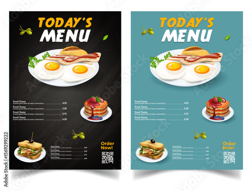 Elegant Food Menu Template, Restaurant cafe menu, template design, Set A4 menu editable vector format
