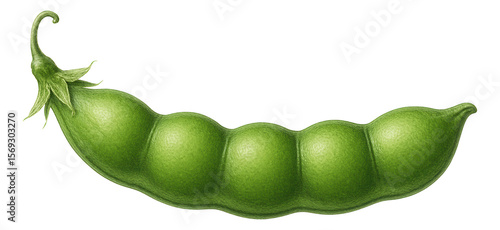 Green pea pod with constricted shape indicating recessive trait