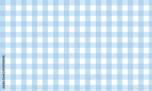 Light blue gingham check fabric texture background.  Plaid fabric seamless pattern background.