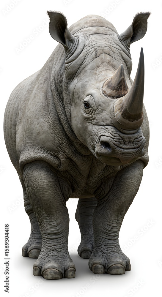 Obraz premium Rhino Facing Forward Isolated on White