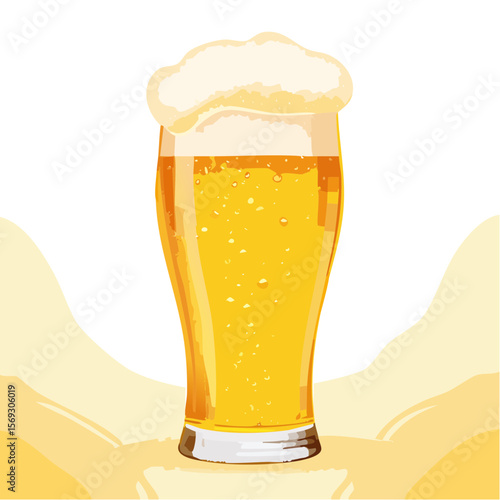 Refreshing Pint: Hand-Drawn Vector Illustration of Cold Beer