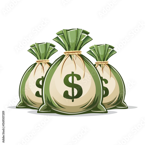 Three Bags of Money with Dollar Sign