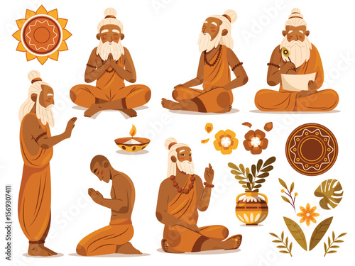 Guru Purnima Spiritual Meditation Element Collection