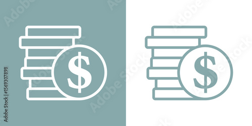 Montón de monedas de dólar con líneas 