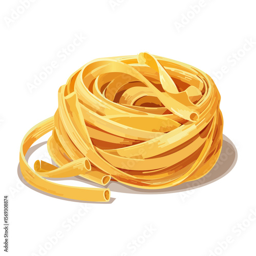 Vector illustration of a pile of golden dried tagliatelle pasta, Italian food