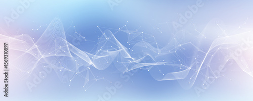 Abstract tech network connection dots. Digital technology and big data analysis background. White background with plexus lines. Geometric background with abstract mesh