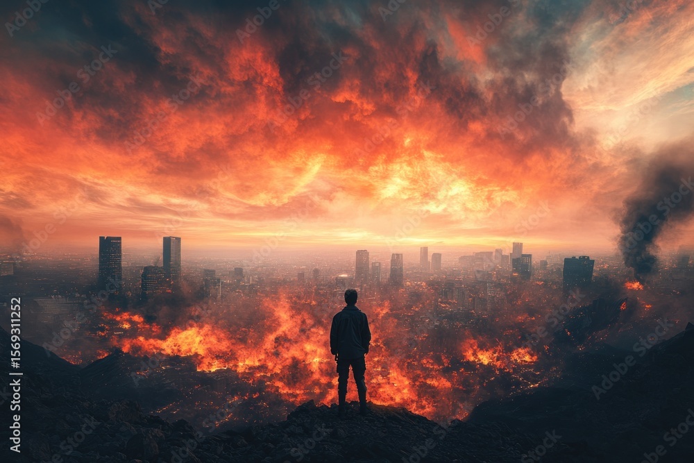 Obraz premium Apocalypse sunset city