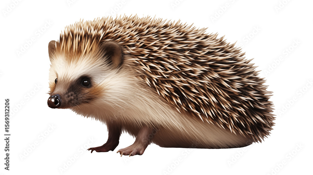 Fototapeta premium Adorable hedgehog poses sweetly against a clean isolated on transparent background