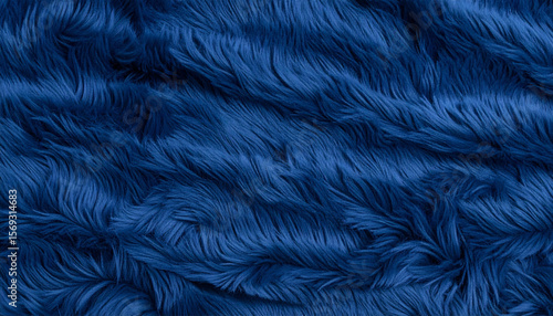 Dark Blue Soft Fur Texture. Wrinkle Surface. Background. Wallpaper.