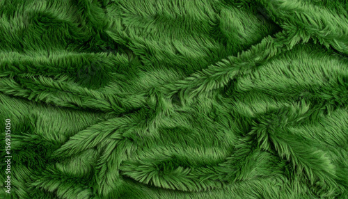 Dark Green Soft Fur Texture. Wrinkle Surface. Background. Wallpaper.