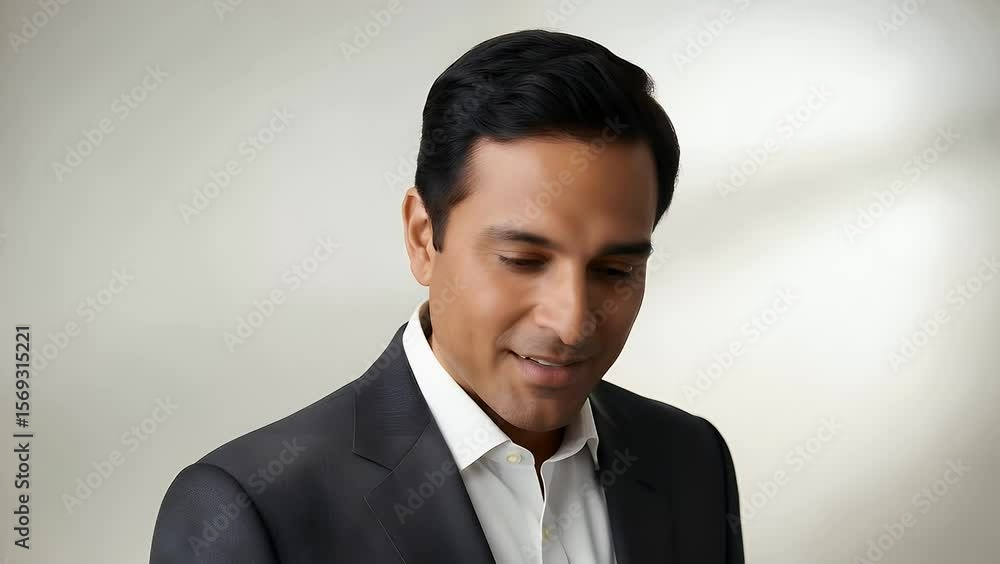 Man in suit looking down Man in suit looking down