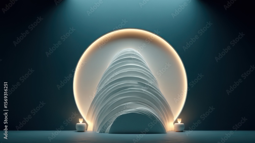 Naklejka premium Abstract Tunnel with Neon Ring