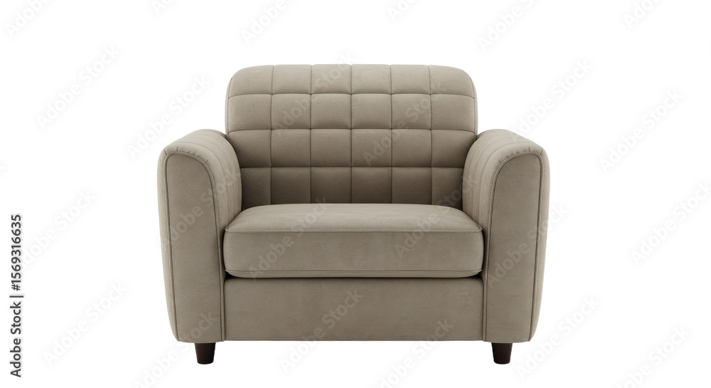Naklejka premium Elegant Taupe Armchair on White Background.