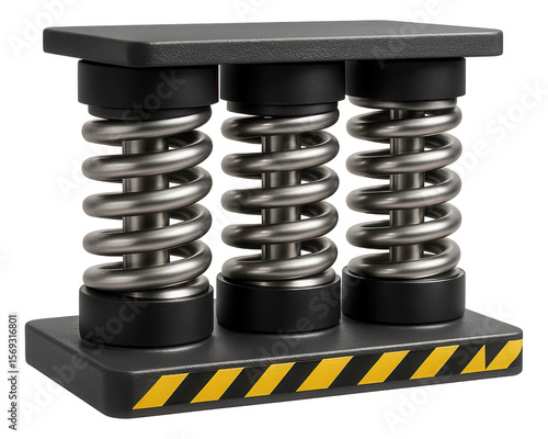 Wide-base spring vibration isolator with a triple-spring configuration for heavy machinery in a mining operation