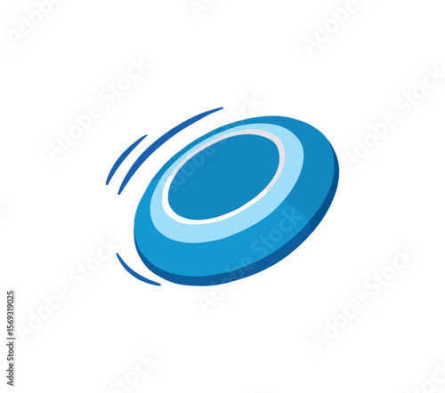 Blue Frisbee Icon, Flying Disc Flat Vector Illustration