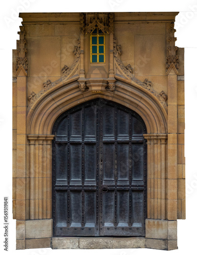 Gothic Stone Arch with Ornate Wooden Door