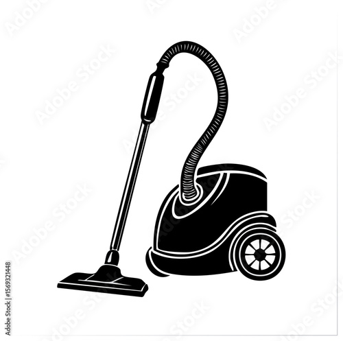 Minimalist Illustration: Dental Suction Device with Drain, Featuring High Contrast White Lines on Black Background for Retro Effect.