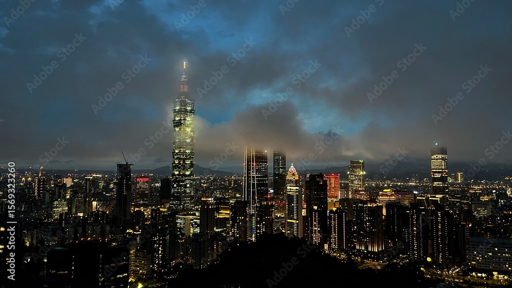 Obraz premium Awesome Taipei city night view Taipei101
