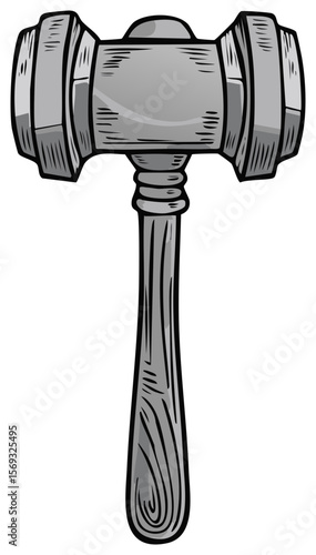 Isolated gavel vector illustration with detailed sketch, perfect for legal, auction, or decision-making themes on transparent backdrop.