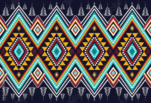 Geometric ethnic oriental seamless pattern traditional design. Design for background, carpet, wallpaper, clothing, wrapping, fabric, scarf. Native American patterns. embroidery style. Boho motifs.