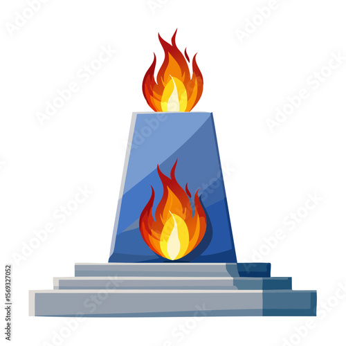 Eternal Flame Memorial with Blue Stone Structure and Steps