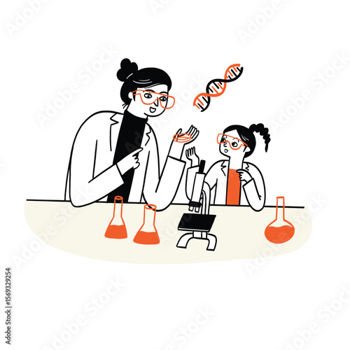 Science teachers are teaching students through science experiments.