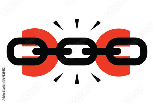 Breaking Chain Vector – Fear, Shame, Silence Shattered with Bold Lines & Sunset Gradient.