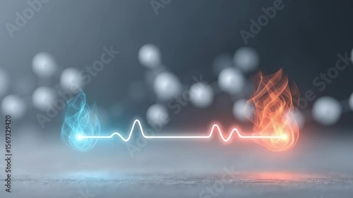 Graphic illustration representing body energy metabolism, showing processes of burning calories and generating energy.