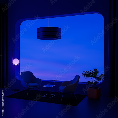 house in the night with blue ligth